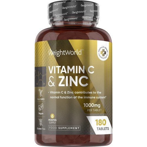 C-vitamin + Zink Tabletter, 180 stk - Til immunforsvar og energi