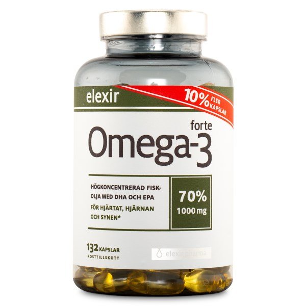 Elexir Pharma Omega-3 Forte, 132 kapsler