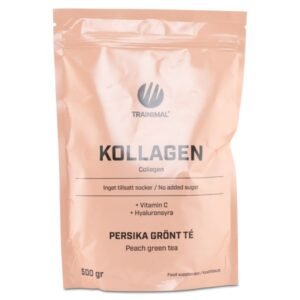 Trainimal Kollagen + Hyaluronsyre, Fersken/Grøn te, 0,5 kg