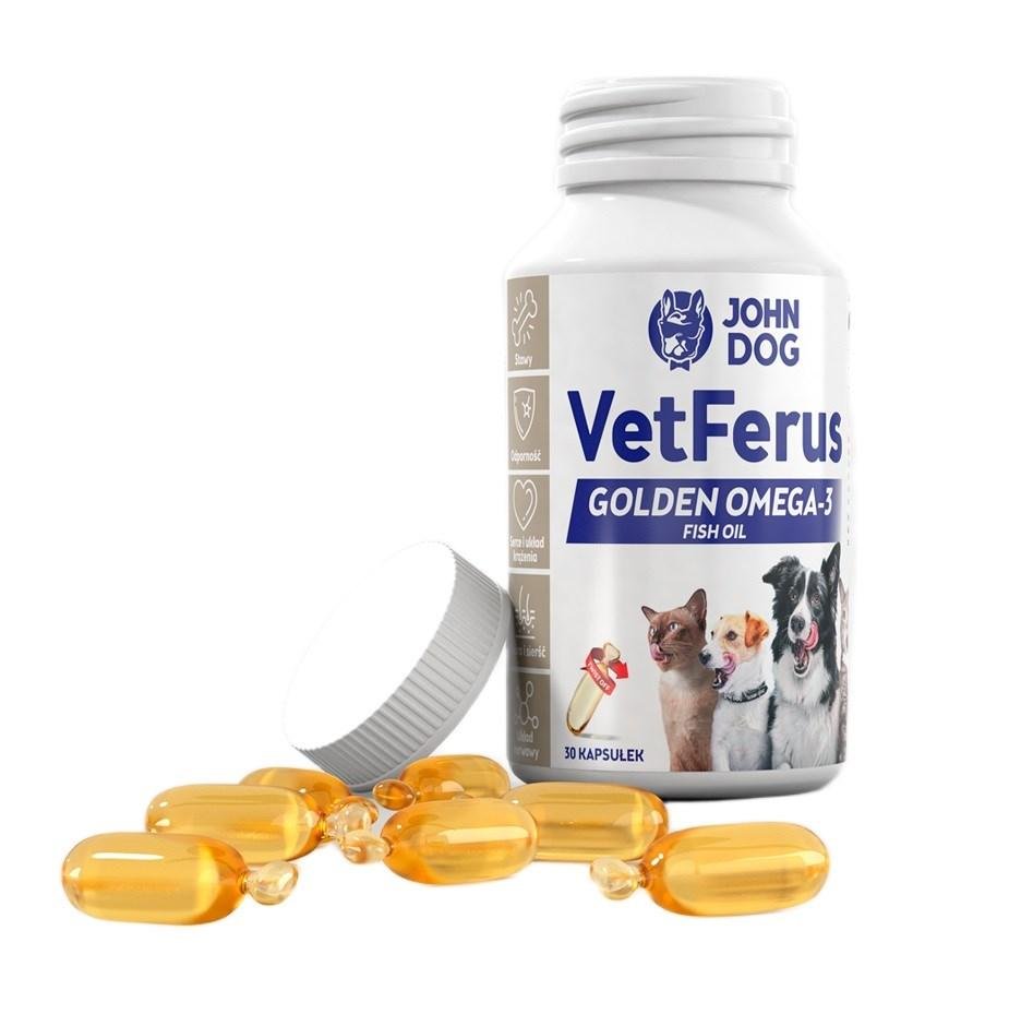 Fiskeolie til hund og kat JOHN DOG VetFerus Golden Omega-3 30 kapsler